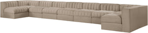Meridian Furniture Rummi 9 Piece Modular Sectional Beige Velvet Channel Tufted Living Room Sofa Set 660Beige-Sec9A