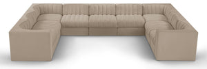 Meridian Furniture Rummi Nine Piece Modular Sectional Channel Tufted Velvet Sofa for Open Living Rooms 660Beige-Sec9B