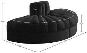 Meridian Furniture Rummi Channel Tufted Velvet Modular Sofa Low Profile Contemporary Living Room 660Black-2RC
