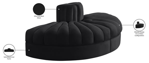Meridian Furniture Rummi Channel Tufted Velvet Modular Sofa Low Profile Contemporary Living Room 660Black-2RC