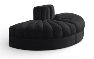 Meridian Furniture Rummi Channel Tufted Velvet Modular Sofa Low Profile Contemporary Living Room 660Black-2RC