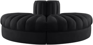 Meridian Furniture Rummi Channel Tufted Velvet Modular Sofa Low Profile Contemporary Living Room 660Black-2RC