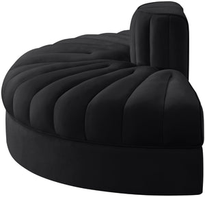 Meridian Furniture Rummi Channel Tufted Velvet Modular Sofa Low Profile Contemporary Living Room 660Black-2RC