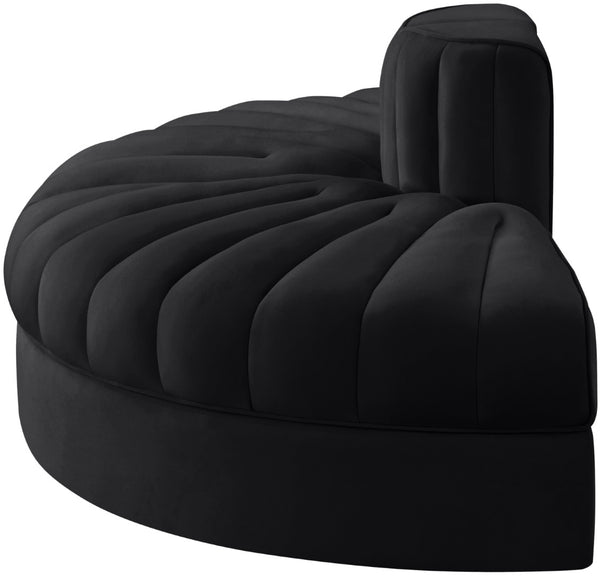 Meridian Furniture Rummi Channel Tufted Velvet Modular Sofa Low Profile Contemporary Living Room 660Black-2RC