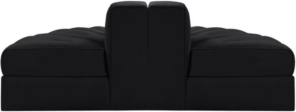 Meridian Furniture Rummi Channel Tufted Velvet Modular Sofa Low Profile Contemporary Living Room 660Black-2RC