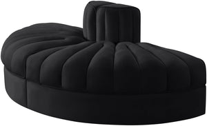 Meridian Furniture Rummi Channel Tufted Velvet Modular Sofa Low Profile Contemporary Living Room 660Black-2RC