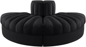 Meridian Furniture Rummi Channel Tufted Velvet Modular Sofa Low Profile Contemporary Living Room 660Black-2RC