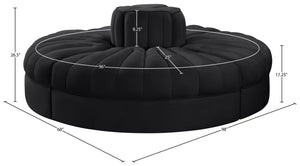 Meridian Furniture Rummi Four Piece Modular Sofa in Channel Tufted Black Velvet Performance Fabric 660Black-4RC