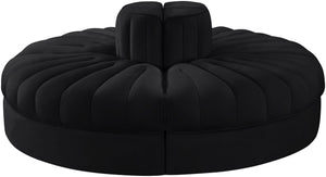 Meridian Furniture Rummi Four Piece Modular Sofa in Channel Tufted Black Velvet Performance Fabric 660Black-4RC