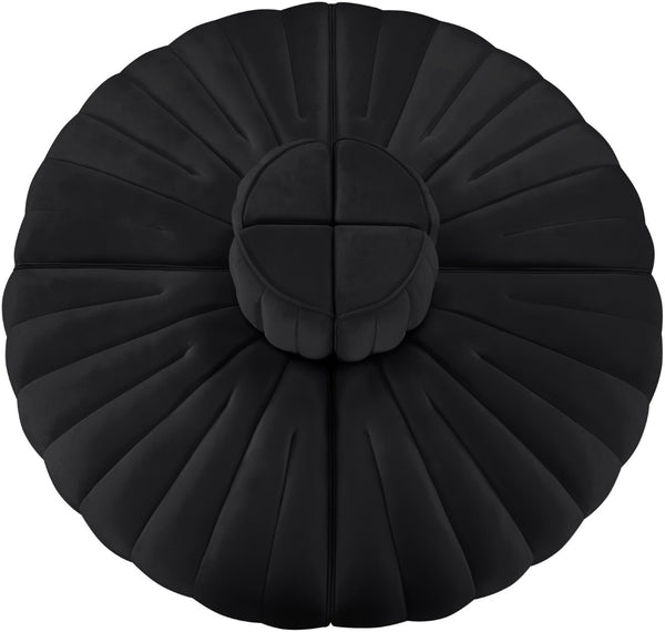 Meridian Furniture Rummi Four Piece Modular Sofa in Channel Tufted Black Velvet Performance Fabric 660Black-4RC
