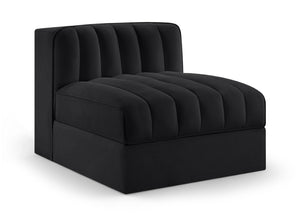 Meridian Furniture Rummi Channel Tufted Velvet Modular Chair for Modern and Contemporary Living Rooms Black Armless 660Black-Armless