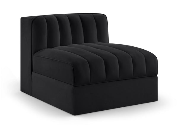 Meridian Furniture Rummi Channel Tufted Velvet Modular Chair for Modern and Contemporary Living Rooms Black Armless 660Black-Armless