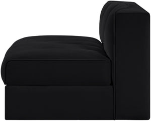 Meridian Furniture Rummi Channel Tufted Velvet Modular Chair for Modern and Contemporary Living Rooms Black Armless 660Black-Armless