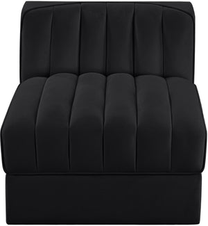 Meridian Furniture Rummi Channel Tufted Velvet Modular Chair for Modern and Contemporary Living Rooms Black Armless 660Black-Armless