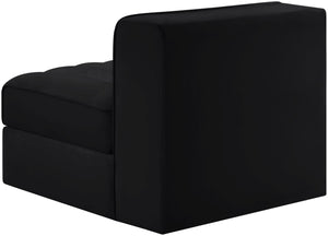 Meridian Furniture Rummi Channel Tufted Velvet Modular Chair for Modern and Contemporary Living Rooms Black Armless 660Black-Armless