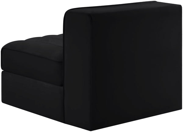 Meridian Furniture Rummi Channel Tufted Velvet Modular Chair for Modern and Contemporary Living Rooms Black Armless 660Black-Armless
