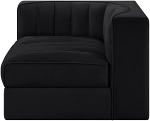 Meridian Furniture Rummi Channel Tufted Velvet Modular Chair for Modern and Contemporary Living Rooms Black Corner 660Black-Corner