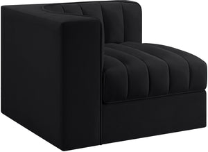 Meridian Furniture Rummi Channel Tufted Velvet Modular Chair for Modern and Contemporary Living Rooms Black Corner 660Black-Corner