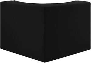 Meridian Furniture Rummi Channel Tufted Velvet Modular Chair for Modern and Contemporary Living Rooms Black Corner 660Black-Corner