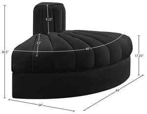 Meridian Furniture Rummi Channel Tufted Modular Accent Chair in Stain Resistant Performance Velvet for Living Room Black 660Black-RC