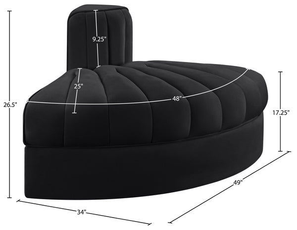 Meridian Furniture Rummi Channel Tufted Modular Accent Chair in Stain Resistant Performance Velvet for Living Room Black 660Black-RC