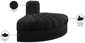 Meridian Furniture Rummi Channel Tufted Modular Accent Chair in Stain Resistant Performance Velvet for Living Room Black 660Black-RC