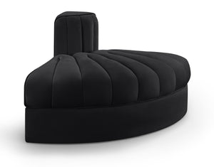 Meridian Furniture Rummi Channel Tufted Modular Accent Chair in Stain Resistant Performance Velvet for Living Room Black 660Black-RC