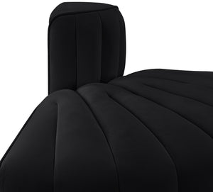 Meridian Furniture Rummi Channel Tufted Modular Accent Chair in Stain Resistant Performance Velvet for Living Room Black 660Black-RC