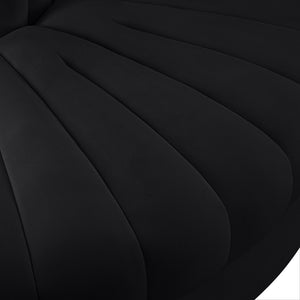 Meridian Furniture Rummi Channel Tufted Modular Accent Chair in Stain Resistant Performance Velvet for Living Room Black 660Black-RC