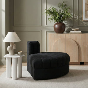 Meridian Furniture Rummi Channel Tufted Modular Accent Chair in Stain Resistant Performance Velvet for Living Room Black 660Black-RC