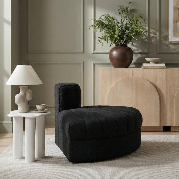 Meridian Furniture Rummi Channel Tufted Modular Accent Chair in Stain Resistant Performance Velvet for Living Room Black 660Black-RC