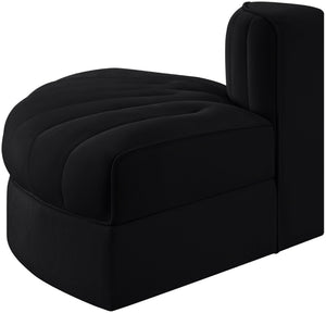 Meridian Furniture Rummi Channel Tufted Modular Accent Chair in Stain Resistant Performance Velvet for Living Room Black 660Black-RC