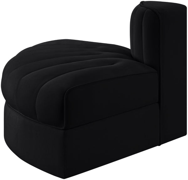 Meridian Furniture Rummi Channel Tufted Modular Accent Chair in Stain Resistant Performance Velvet for Living Room Black 660Black-RC