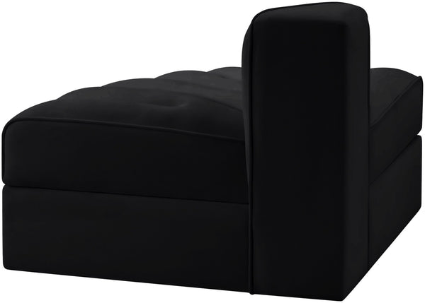 Meridian Furniture Rummi Channel Tufted Modular Accent Chair in Stain Resistant Performance Velvet for Living Room Black 660Black-RC