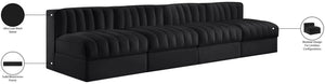 Meridian Furniture Rummi Four Piece Channel Tufted Modular Sofa in Black Performance Velvet Fabric 660Black-S116