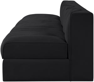 Meridian Furniture Rummi Four Piece Channel Tufted Modular Sofa in Black Performance Velvet Fabric 660Black-S116