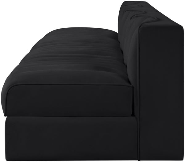 Meridian Furniture Rummi Four Piece Channel Tufted Modular Sofa in Black Performance Velvet Fabric 660Black-S116