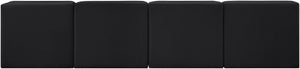 Meridian Furniture Rummi Four Piece Channel Tufted Modular Sofa in Black Performance Velvet Fabric 660Black-S116