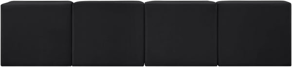 Meridian Furniture Rummi Four Piece Channel Tufted Modular Sofa in Black Performance Velvet Fabric 660Black-S116