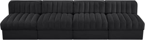 Meridian Furniture Rummi Four Piece Channel Tufted Modular Sofa in Black Performance Velvet Fabric 660Black-S116