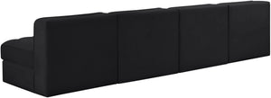 Meridian Furniture Rummi Four Piece Channel Tufted Modular Sofa in Black Performance Velvet Fabric 660Black-S116