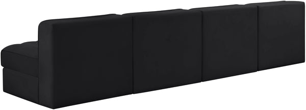 Meridian Furniture Rummi Four Piece Channel Tufted Modular Sofa in Black Performance Velvet Fabric 660Black-S116