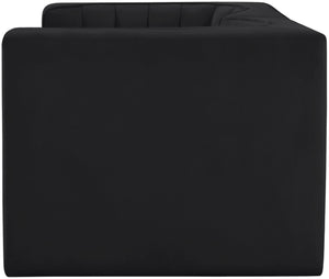 Meridian Furniture Rummi Channel Tufted Modular Loveseat in Stain Resistant Performance Velvet for Modern Living Black 68 inches 660Black-S68