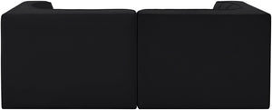 Meridian Furniture Rummi Channel Tufted Modular Loveseat in Stain Resistant Performance Velvet for Modern Living Black 68 inches 660Black-S68