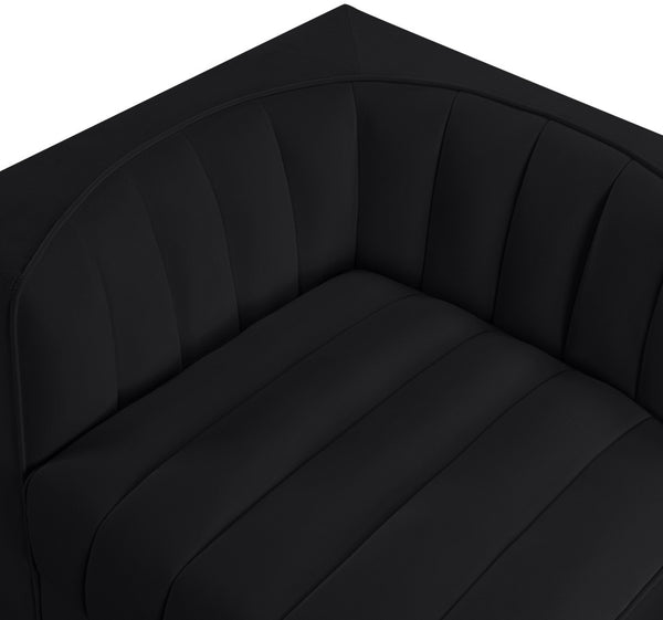 Meridian Furniture Rummi Channel Tufted Modular Loveseat in Stain Resistant Performance Velvet for Modern Living Black 68 inches 660Black-S68