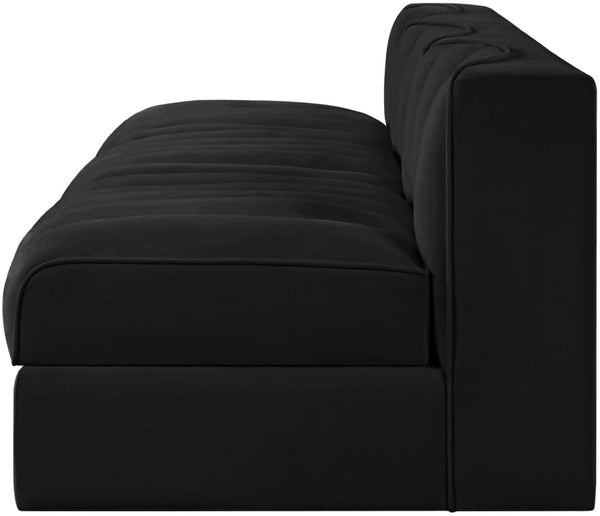 Meridian Furniture Rummi Channel Tufted Velvet Performance Fabric Three Piece Modular Sofa for Living Room 660Black-S87