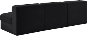 Meridian Furniture Rummi Channel Tufted Velvet Performance Fabric Three Piece Modular Sofa for Living Room 660Black-S87