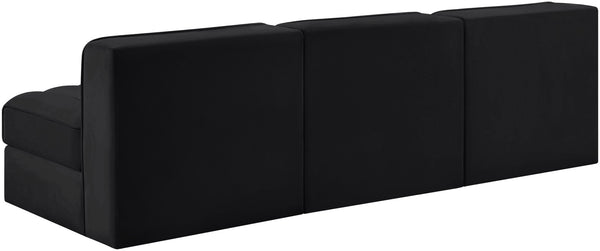 Meridian Furniture Rummi Channel Tufted Velvet Performance Fabric Three Piece Modular Sofa for Living Room 660Black-S87