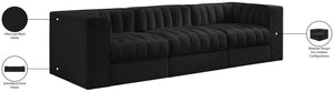 Meridian Furniture Rummi Channel Tufted Velvet Modular Sofa Three Piece Set for Modern Living Rooms 660Black-S97