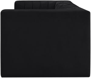Meridian Furniture Rummi Channel Tufted Velvet Modular Sofa Three Piece Set for Modern Living Rooms 660Black-S97